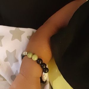 Good Luck & Prosperity Braclet Black Onyx, Green Jade, & Green Agate